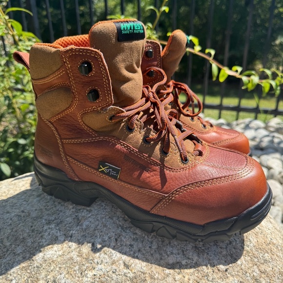 Hytest Men's 6" Waterproof Leather Composite Toe Work Boots Brown 8.5 Heavy Duty - Picture 1 of 10